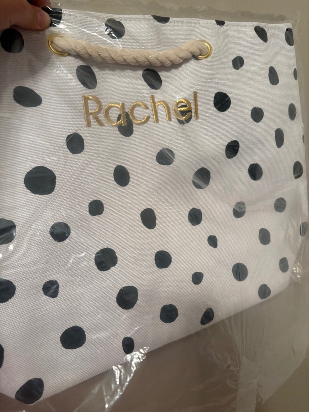 NWT black and white polka dot large tote - RACHEL